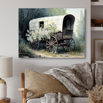 Flower Old Cottage Caravan I - Car Old American Canvas Wall Art